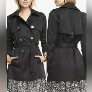 NWT Express Black Trench Coat | Size S/P | Double Breasted Belted Jacket